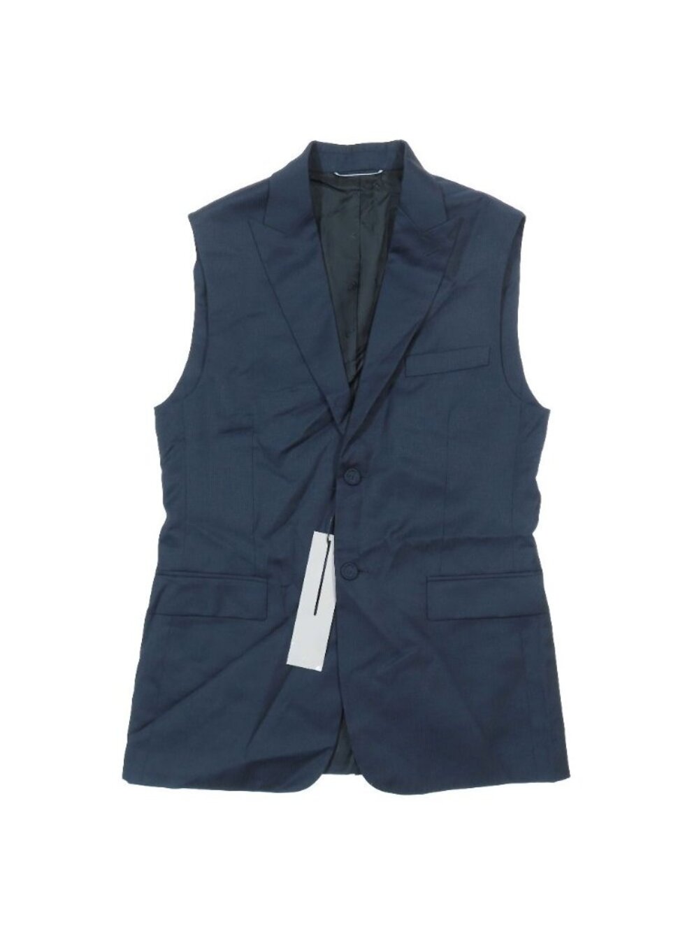 Dior Sleeveless Wool Tailored Vest Gilet Peak Lapel Dark Navy 46